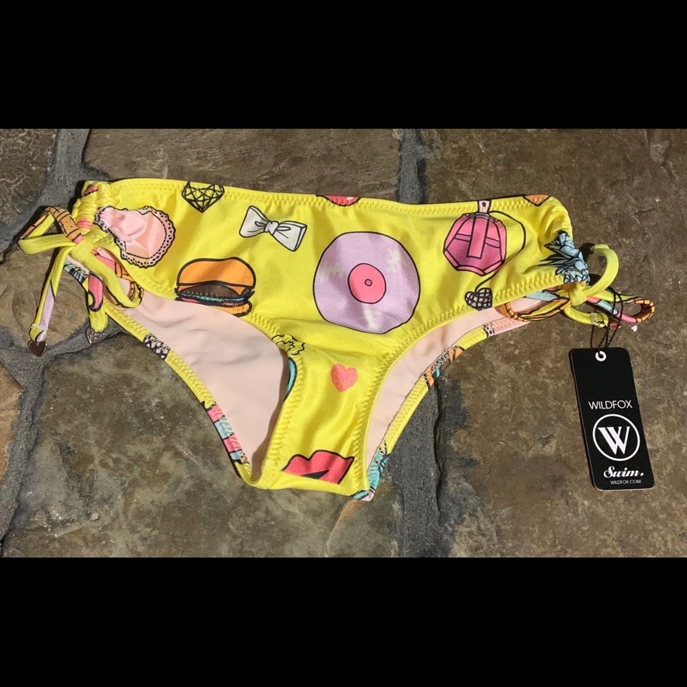 NWT Wildfox Emoji Ruched Boyshort Bikini Bottom